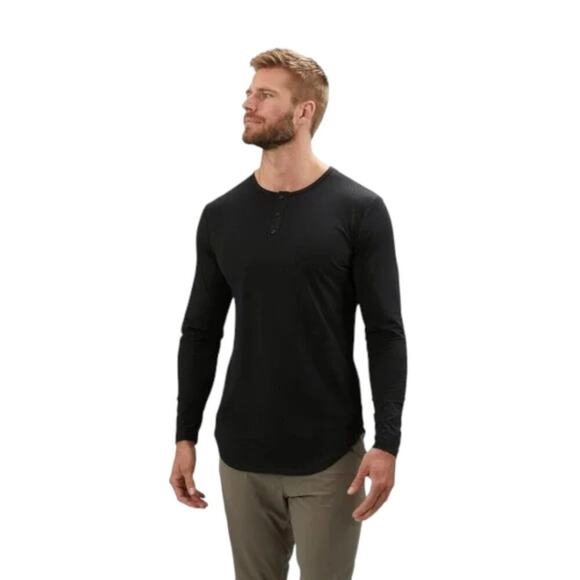 Cuts Clothing Long Sleeve Henley Elongated Black Size Large NWT $68 MSRP - Picture 1 of 4